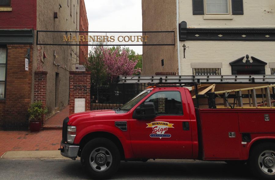 Bernard Sign Corporation Work Truck by Custom Business Sign Installed Near Philadelphia, PA